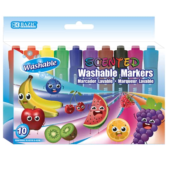 BAZIC&#xAE; Scented Washable Markers, 6 Packs of 10